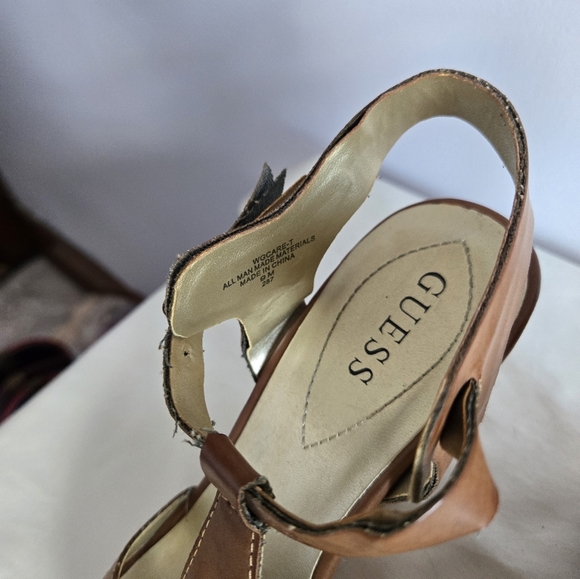 GUESS Brown Strappy Women's Wedges - Picture 4 of 6